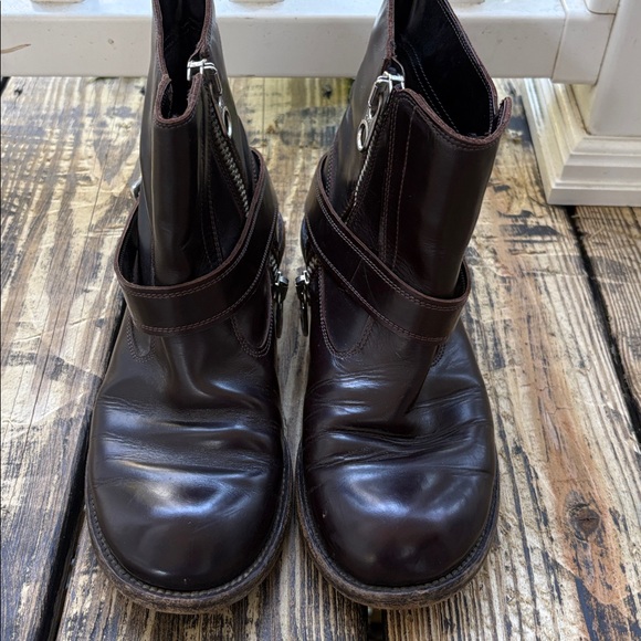 Vintage Chloe Dark Brown Leather Motorcycle Ankle Boots - Picture 3 of 12